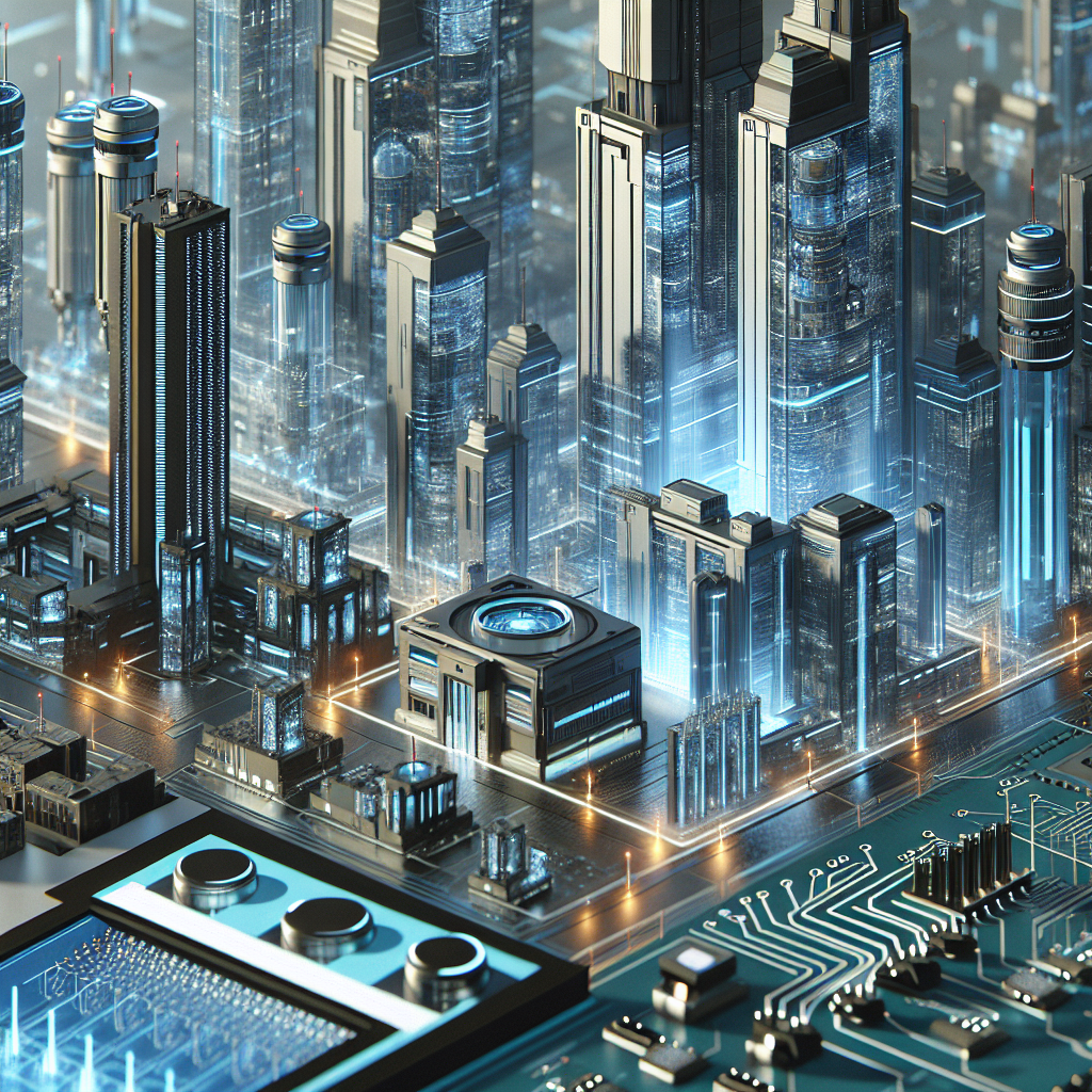 Generate a 16:9 horizontal image that showcases modern technology and innovation. It should have a realistic, clear, and clean style with a professional aesthetic. Do not include any text, logos, or watermarks. The image should portray a futuristic cityscape with cutting-edge buildings, or a high-tech laboratory with advanced equipment, or a close-up of microchips and circuit boards, portraying the intricacies of modern technology.